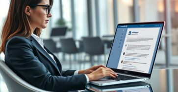 LinkedIn-Beitrag mit Kommentaren und einem geöffneten Whitepaper auf einem Laptop im Business-Umfeld